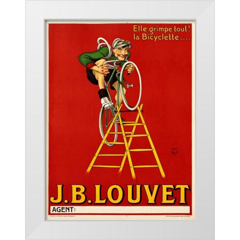 Louvet Bicycles White Modern Wood Framed Art Print by Anonymous