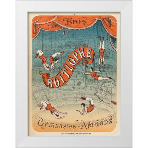 Les freres Roitlophe gymnastes aeriens White Modern Wood Framed Art Print by Levy, Charles