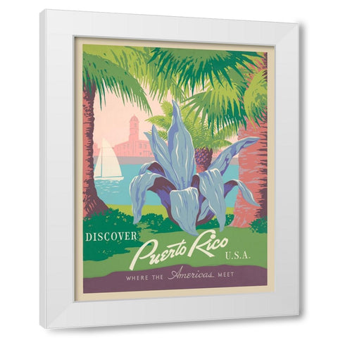 Visit Puerto Rico, 1940 White Modern Wood Framed Art Print by Anonymous
