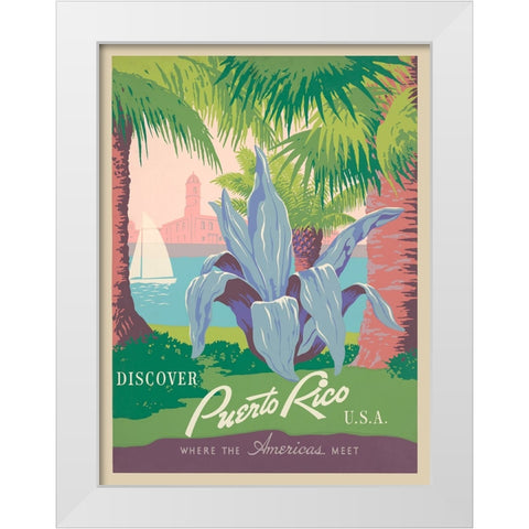 Visit Puerto Rico, 1940 White Modern Wood Framed Art Print by Anonymous