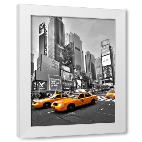 Times Square Traffic White Modern Wood Framed Art Print by Ratsenskiy, Vadim