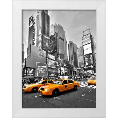 Times Square Traffic White Modern Wood Framed Art Print by Ratsenskiy, Vadim