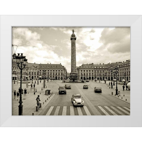 Place Vendome Paris White Modern Wood Framed Art Print by Ratsenskiy, Vadim