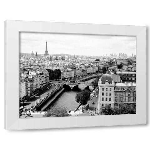View of Paris and Seine river White Modern Wood Framed Art Print by Ratsenskiy, Vadim