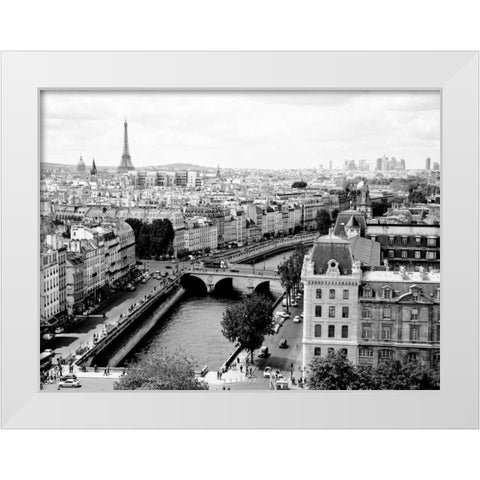 View of Paris and Seine river White Modern Wood Framed Art Print by Ratsenskiy, Vadim