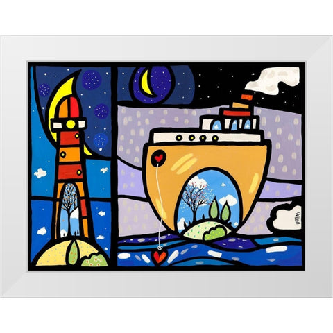 Inside + New Ark White Modern Wood Framed Art Print by Wallas