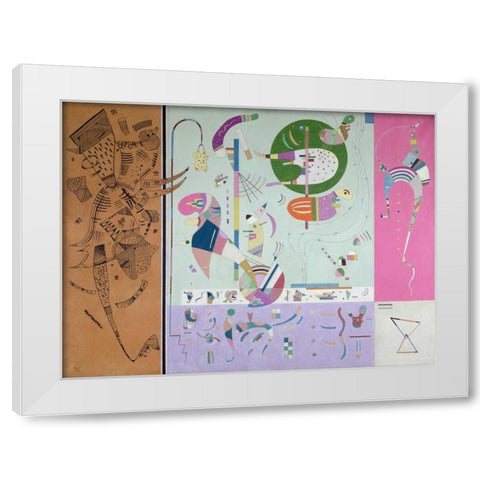 Parties diverses White Modern Wood Framed Art Print by Kandinsky, Wassily