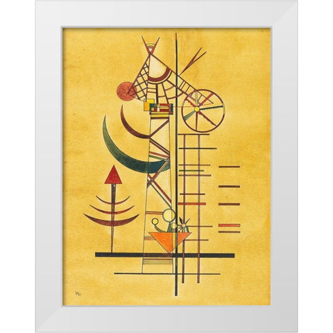 Curved Tips White Modern Wood Framed Art Print by Kandinsky, Wassily