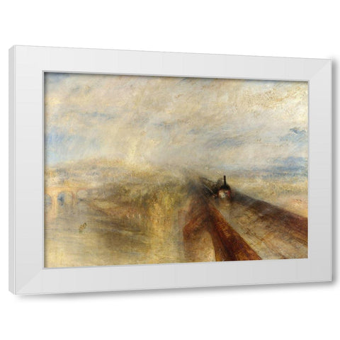 Rain, Steam and Speed, The Great Western Railway White Modern Wood Framed Art Print by William, Turner