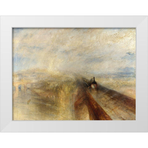 Rain, Steam and Speed, The Great Western Railway White Modern Wood Framed Art Print by William, Turner