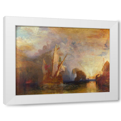 Ulysses deriding Polyphemus White Modern Wood Framed Art Print by William, Turner