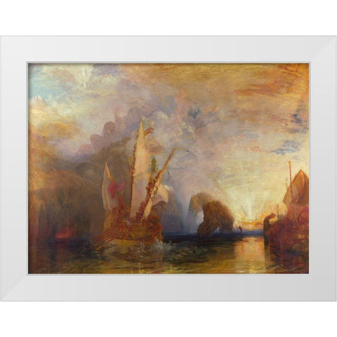 Ulysses deriding Polyphemus White Modern Wood Framed Art Print by William, Turner