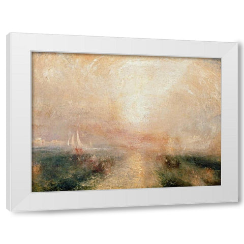 Yacht Approaching the Coast White Modern Wood Framed Art Print by Turner, William