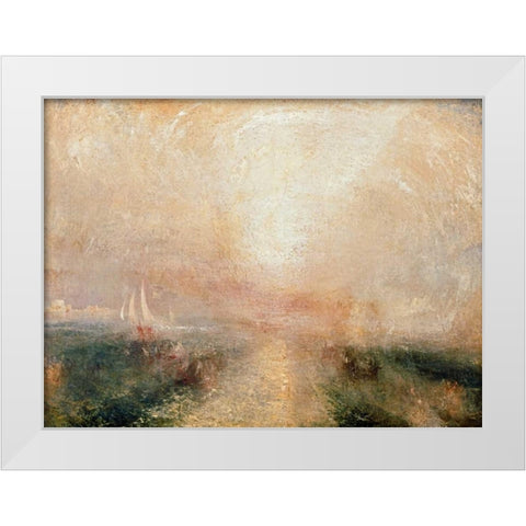 Yacht Approaching the Coast White Modern Wood Framed Art Print by Turner, William