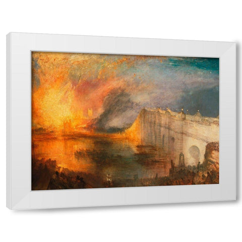 The Burning of the Houses of Lords and Commons White Modern Wood Framed Art Print by William, Turner