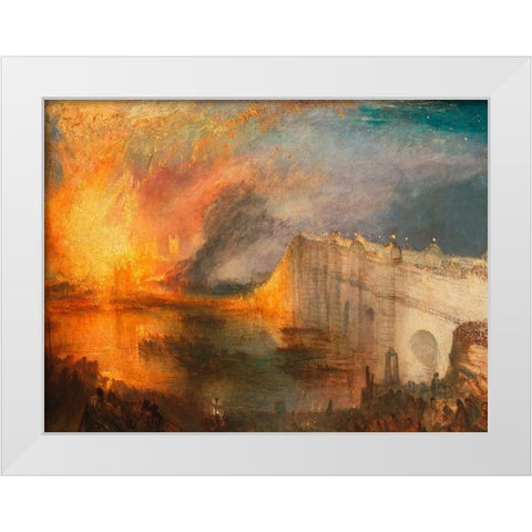 The Burning of the Houses of Lords and Commons White Modern Wood Framed Art Print by William, Turner