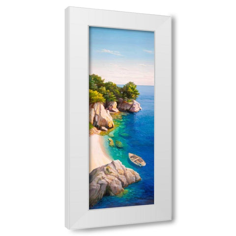 Caletta nel Mediterraneo White Modern Wood Framed Art Print by Galasso, Adriano
