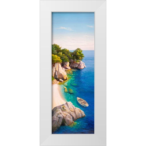 Caletta nel Mediterraneo White Modern Wood Framed Art Print by Galasso, Adriano