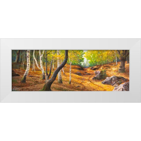 Sentiero nel bosco White Modern Wood Framed Art Print by Galasso, Adriano