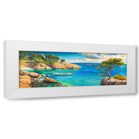 Verde Mediterraneo White Modern Wood Framed Art Print by Galasso, Adriano