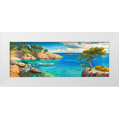 Verde Mediterraneo White Modern Wood Framed Art Print by Galasso, Adriano