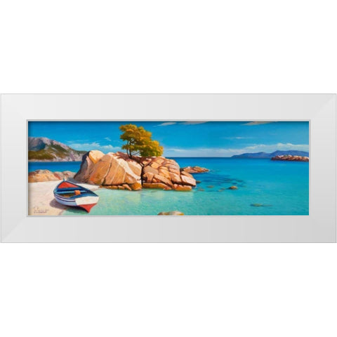 Cala smeraldo White Modern Wood Framed Art Print by Galasso, Adriano