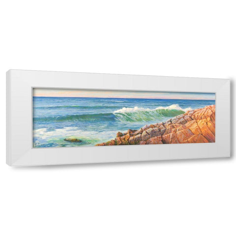 Onde sulla scogliera White Modern Wood Framed Art Print by Galasso, Adriano