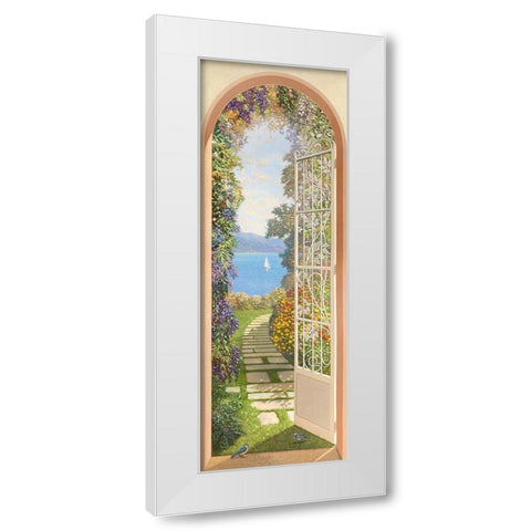Giardino sul lago White Modern Wood Framed Art Print by Andrea, Del Missier