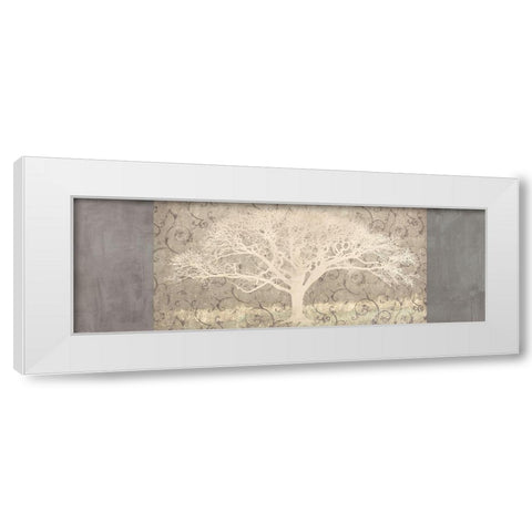 Grey Brocade Panel White Modern Wood Framed Art Print by Aprile, Alessio