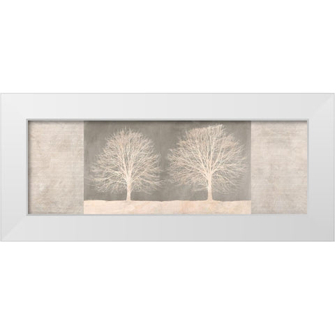 Trees on Grey panel White Modern Wood Framed Art Print by Aprile, Alessio
