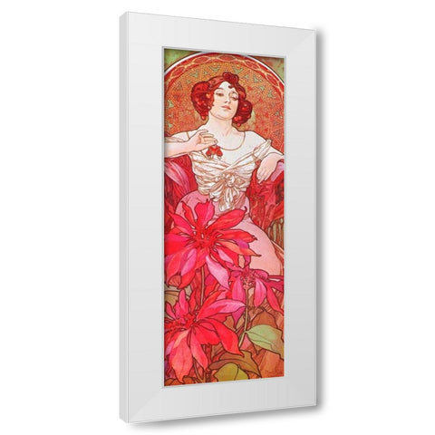Ruby White Modern Wood Framed Art Print by Mucha, Alphonse