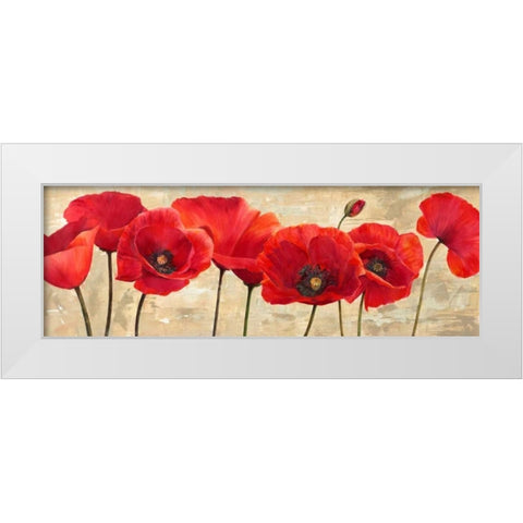 Red Poppies White Modern Wood Framed Art Print by Ann, Cynthia