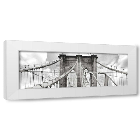 Morning on Brooklyn Bridge, NYC White Modern Wood Framed Art Print by Anonymous