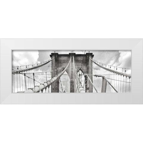 Morning on Brooklyn Bridge, NYC White Modern Wood Framed Art Print by Anonymous