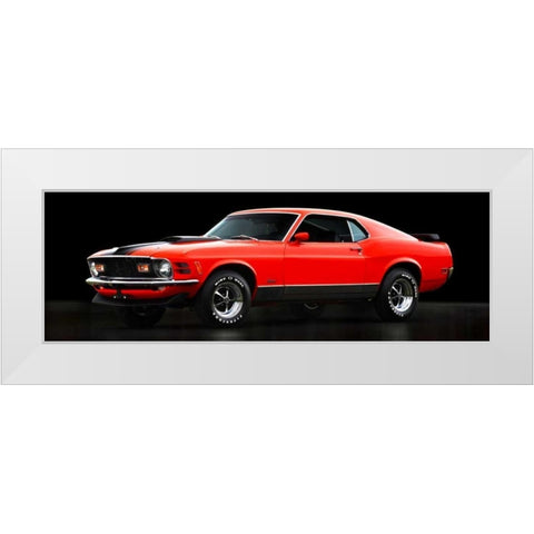 Ford Mustang Mach 1 White Modern Wood Framed Art Print by Gasoline Images