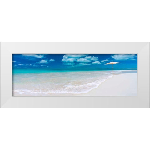Tropical beach in Cayo Largo, Cuba White Modern Wood Framed Art Print by Anonymous