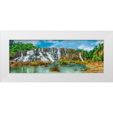 Pongour waterfall, Vietnam White Modern Wood Framed Art Print by Pangea Images