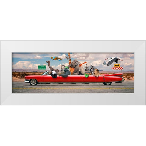 Road Trip White Modern Wood Framed Art Print by VizLab