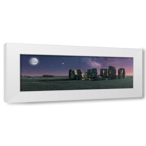 Stonehenge Moon White Modern Wood Framed Art Print by Pangea Images