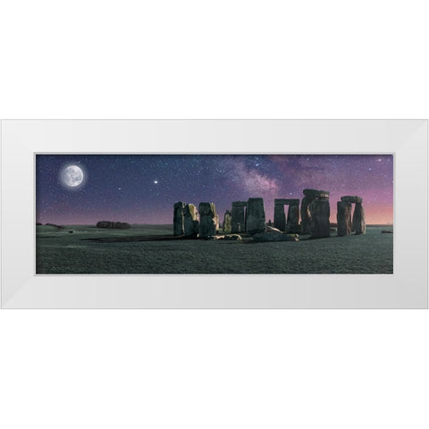 Stonehenge Moon White Modern Wood Framed Art Print by Pangea Images