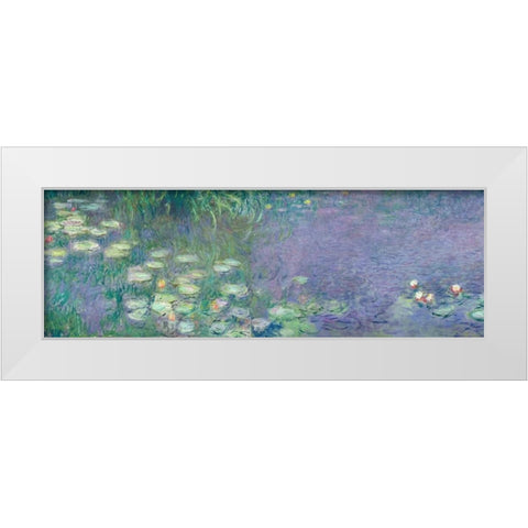 Morning I White Modern Wood Framed Art Print by Monet, Claude