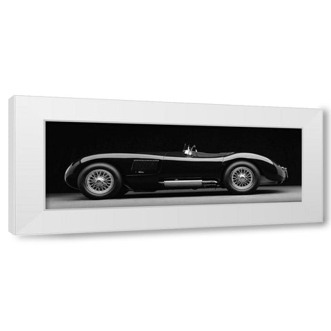 1951 Jaguar C-Type (BW) White Modern Wood Framed Art Print by Heiny, Don