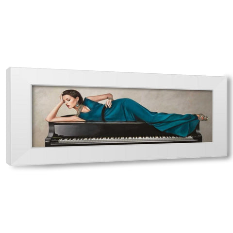 Piano Lady White Modern Wood Framed Art Print by Duval, Sonya