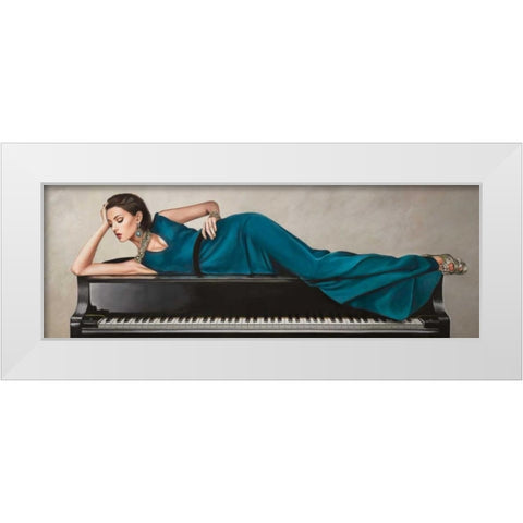 Piano Lady White Modern Wood Framed Art Print by Duval, Sonya