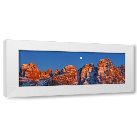 Pale di San Martino and moon, Italy White Modern Wood Framed Art Print by Krahmer, Frank