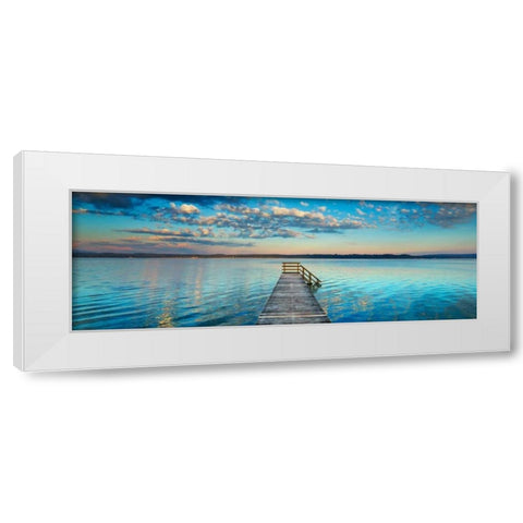 Boat ramp and filigree clouds, Bavaria, Germany White Modern Wood Framed Art Print by Krahmer, Frank