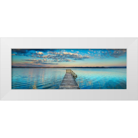 Boat ramp and filigree clouds, Bavaria, Germany White Modern Wood Framed Art Print by Krahmer, Frank