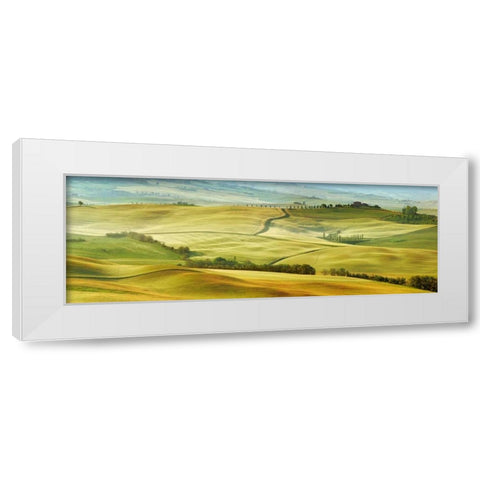 Tuscany landscape, Val dOrcia, Italy White Modern Wood Framed Art Print by Krahmer, Frank