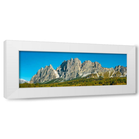 Pomagagnon and larches in autumn, Cortina dAmpezzo, Dolomites, Italy White Modern Wood Framed Art Print by Krahmer, Frank