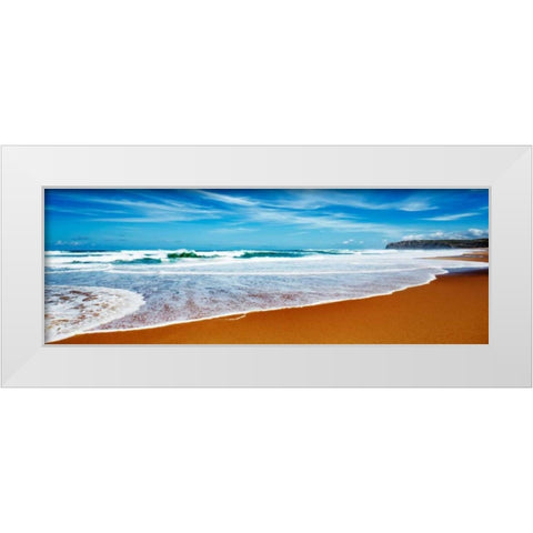 Praia Azul, Portugal White Modern Wood Framed Art Print by Krahmer, Frank